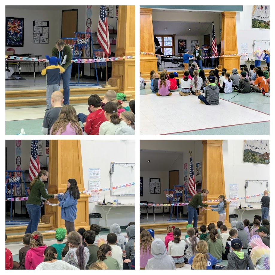 Students accepting award for reading